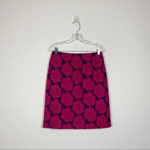 Boden Pink Wool Pencil Skirt with Bright Floral Print Size 6L